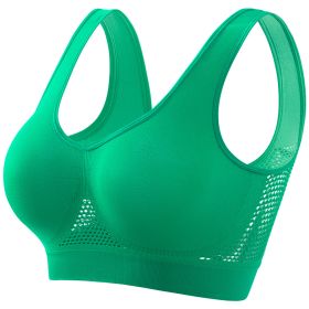 Plus Size Women's Small Chest Push-up Workout Running Yoga (Option: Emerald Green With Chest Pad-XL)