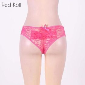 Sexy Lingerie Cut Out Underpants Briefs Lace See Through (Option: Pink-M)