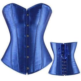 Bustier Lace up Boned Top Corset Waist Shaper (Option: XXL-Blue)