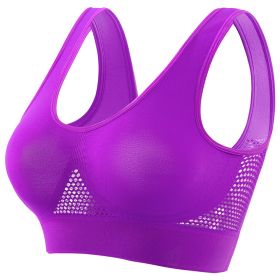 Plus Size Women's Small Chest Push-up Workout Running Yoga (Option: Grape Purple With Chest Pad-L)