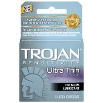 Trojan Condoms Sensitive Ultra Thin Lubricated 3 Pack (SKU: T92620)